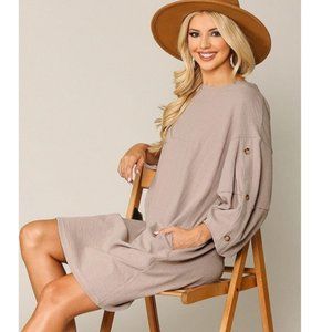 Adorable Dress with Puff Sleeves and Button Detail